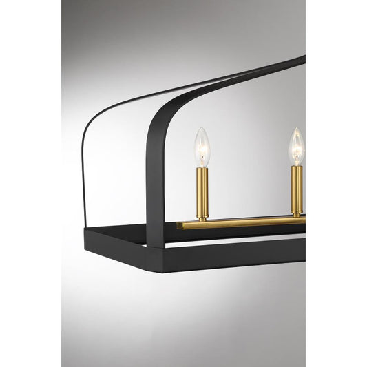 Savoy House Sheffield 5-Light Linear Chandelier in Matte Black with Warm Brass Accents 1-7804-5-143