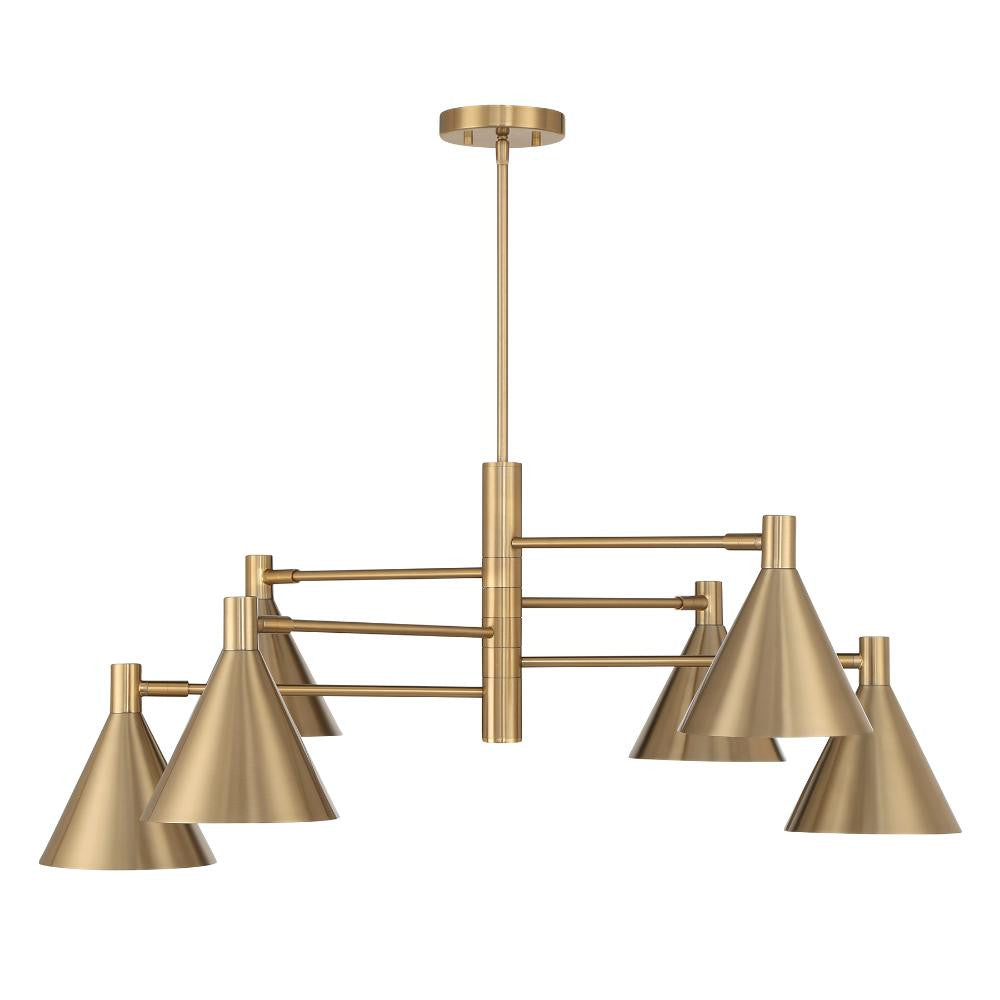 Savoy House Pharos 6-Light Chandelier in Noble Brass by Breegan Jane 1-8003-6-127