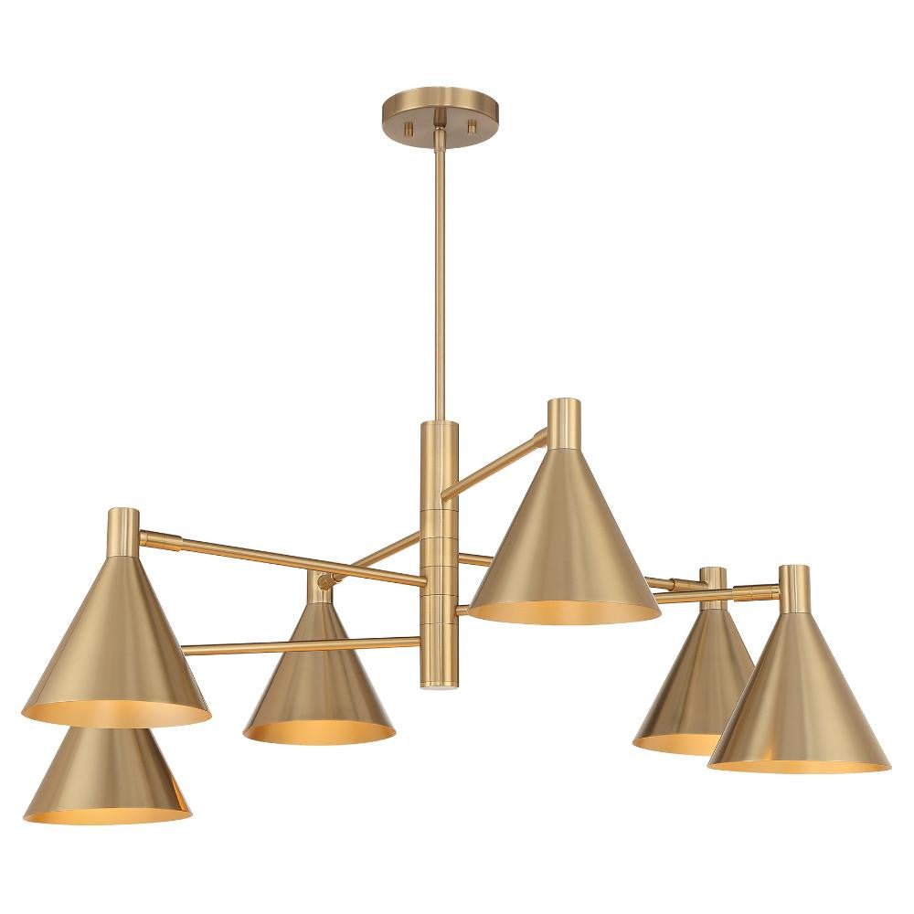 Savoy House Pharos 6-Light Chandelier in Noble Brass by Breegan Jane 1-8003-6-127