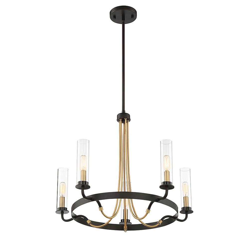 Savoy House Kearney 5-Light Chandelier in Vintage Black with Warm Brass 1-8071-5-51