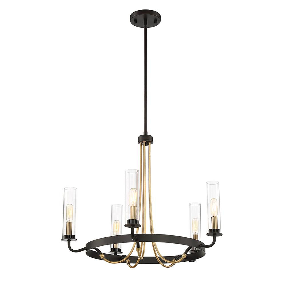 Savoy House Kearney 5-Light Chandelier in Vintage Black with Warm Brass 1-8071-5-51