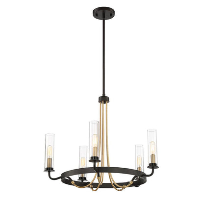 Savoy House Kearney 5-Light Chandelier in Vintage Black with Warm Brass 1-8071-5-51