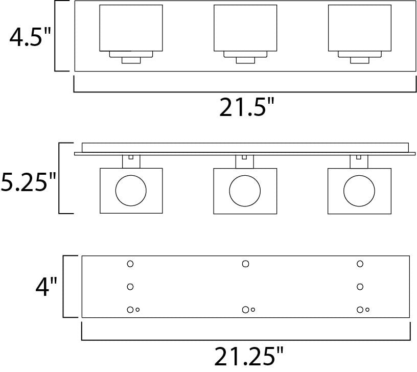 Maxim Cubic 3-Light Bath Vanity in Polished Chrome 10003CLPC