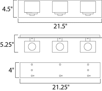 Maxim Cubic 3-Light Bath Vanity in Polished Chrome 10003CLPC