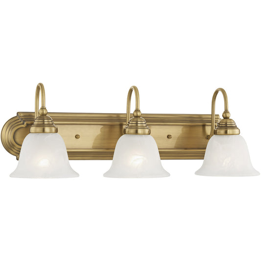 Livex Lighting Belmont Collection 3 Light Antique Brass Bath Light in Antique Brass 1003-01