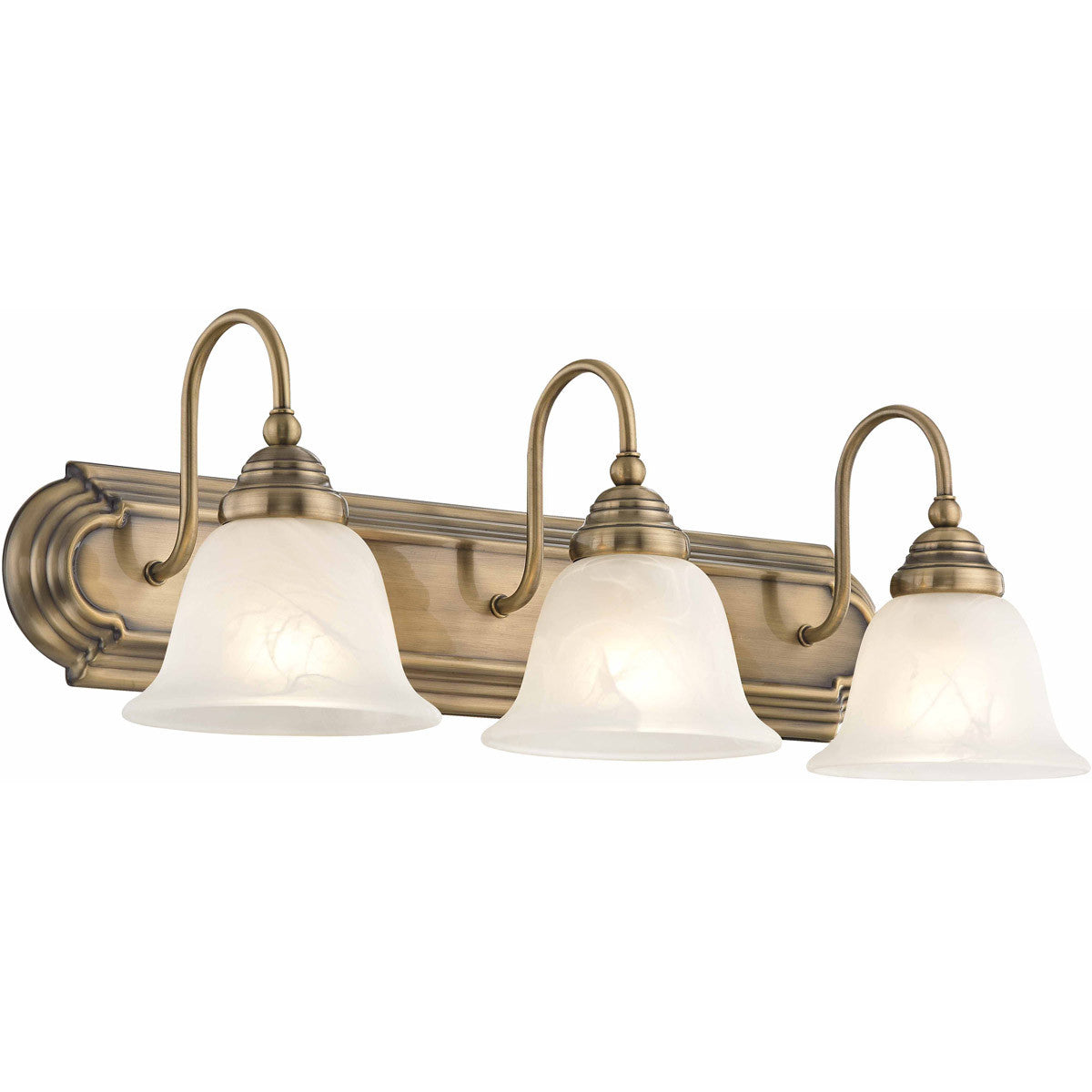 Livex Lighting Belmont Collection 3 Light Antique Brass Bath Light in Antique Brass 1003-01