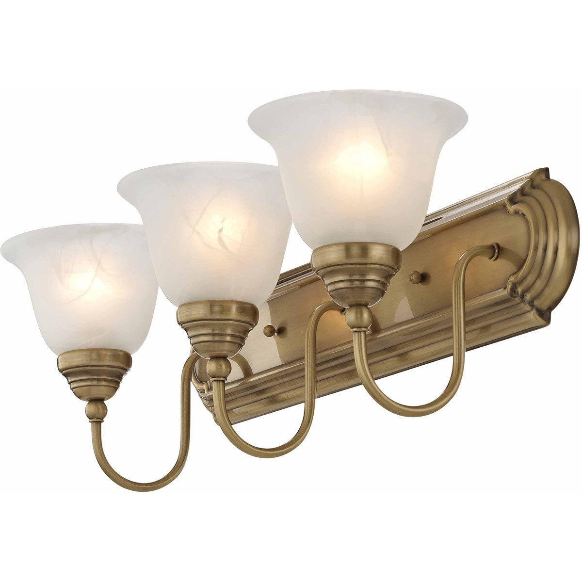 Livex Lighting Belmont Collection 3 Light Antique Brass Bath Light in Antique Brass 1003-01