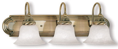 Livex Lighting Belmont Collection 3 Light Antique Brass Bath Light in Antique Brass 1003-01