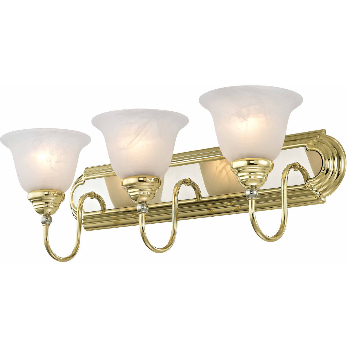 Livex Lighting Belmont Collection 3 Light PB & Polished Chrome Bath Light in Polished Brass & Polished Chrome 1003-25