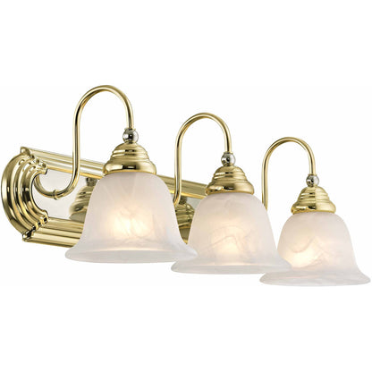 Livex Lighting Belmont Collection 3 Light PB & Polished Chrome Bath Light in Polished Brass & Polished Chrome 1003-25