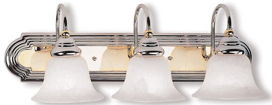 Livex Lighting Belmont Collection 3 Light Polished Chrome & PB Bath Light in Polished Chrome & Polished Brass 1003-52