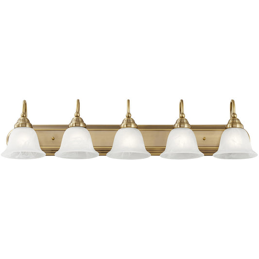 Livex Lighting Belmont Collection 5 Light Antique Brass Bath Light in Antique Brass 1005-01