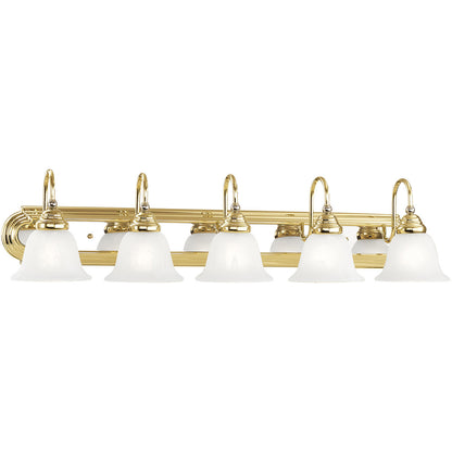 Livex Lighting Belmont Collection 5 Light PB & Polished Chrome Bath Light in Polished Brass & Polished Chrome 1005-25