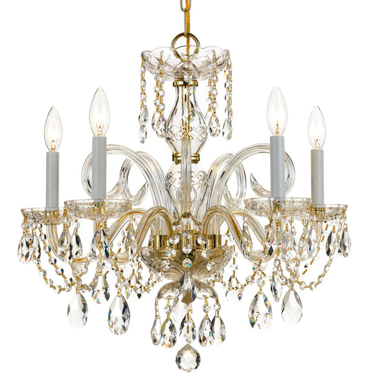 Crystorama Traditional Crystal 5 Light Hand Cut Crystal Polished Brass Chandelier 1005-PB-CL-MWP