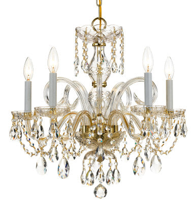 Crystorama Traditional Crystal 5 Light Hand Cut Crystal Polished Brass Chandelier 1005-PB-CL-MWP