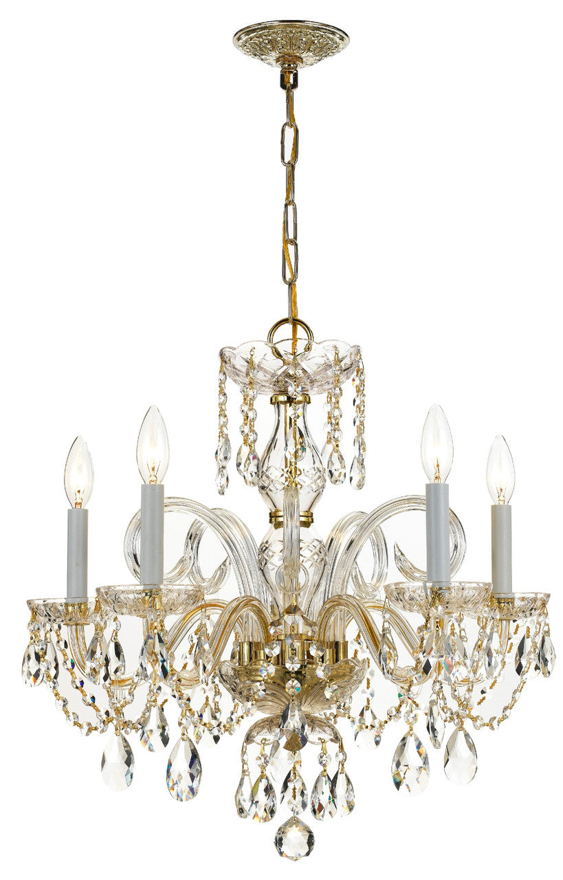 Crystorama Traditional Crystal 5 Light Spectra Crystal Polished Brass Chandelier 1005-PB-CL-SAQ