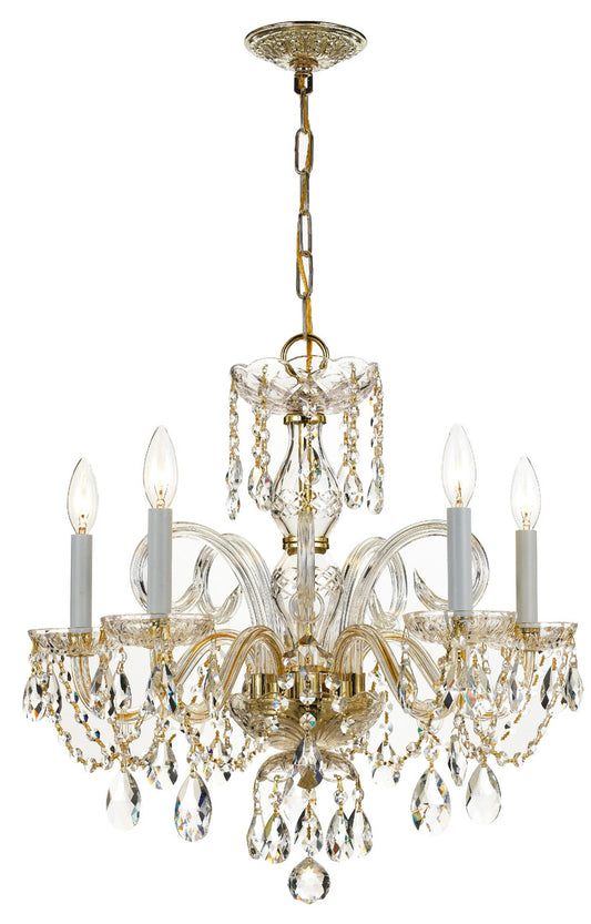 Crystorama Traditional Crystal 5 Light Spectra Crystal Polished Brass Chandelier 1005-PB-CL-SAQ