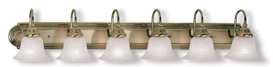 Livex Lighting Belmont Collection 6 Light Antique Brass Bath Light in Antique Brass 1006-01