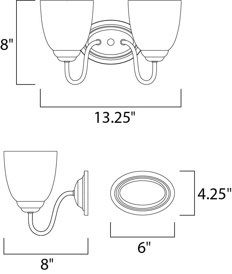 Maxim Stefan 2-Light Bath Vanity in Satin Nickel 10072FTSN