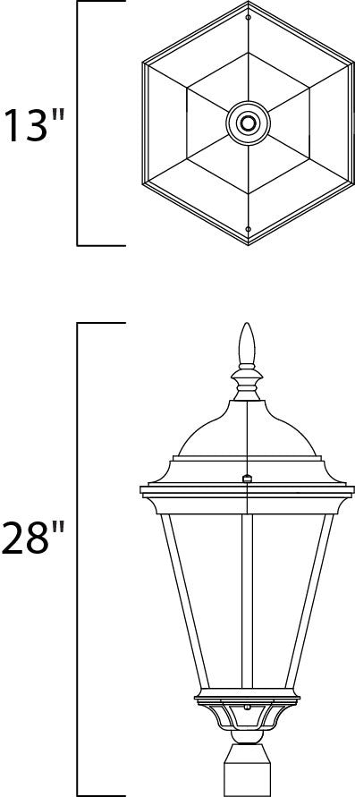 Maxim Westlake Cast 3-Light Outdoor Pole/Post Lantern in Black 1007BK