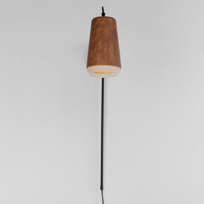 Maxim Scout 1-Light Swing Arm LED Sconce in Weathered Wood / Tan Leather 10096WWDTN