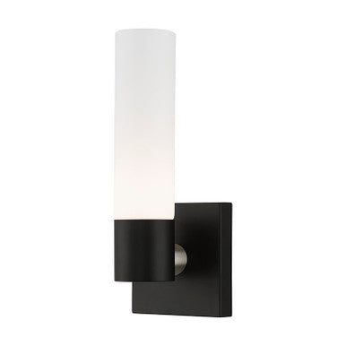 Livex Lighting Aero Collection  1 Light Black ADA Single Sconce in Black with Brushed Nickel Accent 10101-04