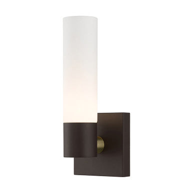 Livex Lighting Aero Collection  1 Light Bronze ADA Single Sconce in Bronze with Antique Brass Accent 10101-07