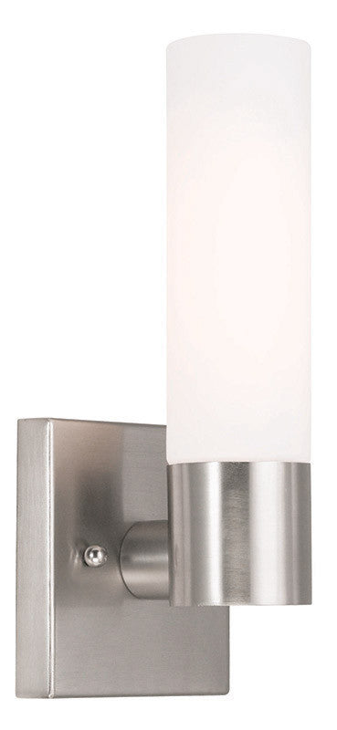 Livex Lighting Aero Collection 1 Light Brushed Nickel Wall Sconce in Brushed Nickel 10101-91