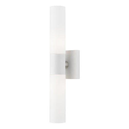 Livex Lighting Aero Collection  2 Light White with Brushed Nickel Accent ADA Vanity Sconce in White with Brushed Nickel Accent 10102-03