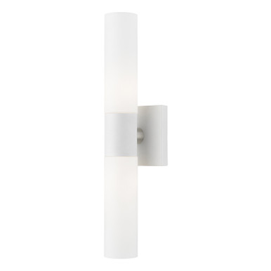 Livex Lighting Aero Collection  2 Light White with Brushed Nickel Accent ADA Vanity Sconce in White with Brushed Nickel Accent 10102-03