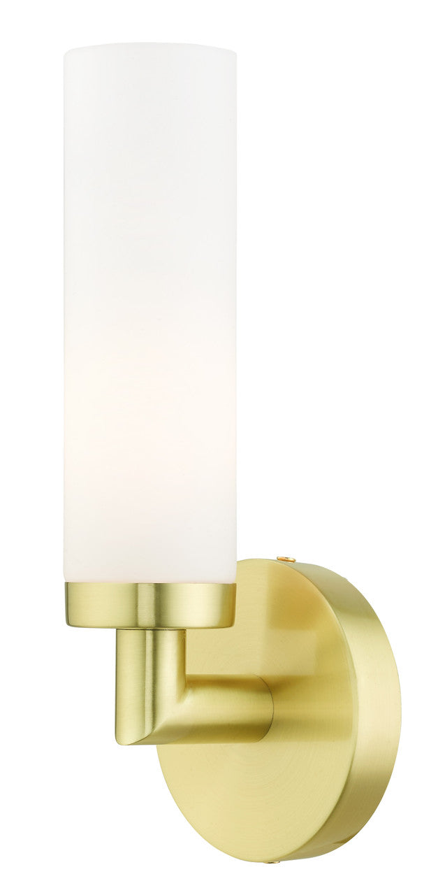 Livex Lighting Aero Collection  1 Light Satin Brass ADA Single Sconce in Satin Brass 10103-12