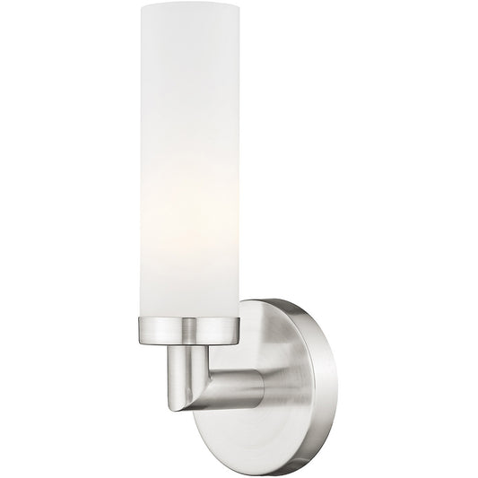 Livex Lighting Aero Collection 1 Light Brushed Nickel Wall Sconce in Brushed Nickel 10103-91