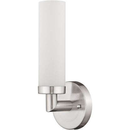 Livex Lighting Aero Collection 1 Light Brushed Nickel Wall Sconce in Brushed Nickel 10103-91