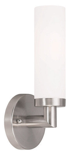 Livex Lighting Aero Collection 1 Light Brushed Nickel Wall Sconce in Brushed Nickel 10103-91