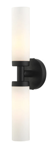 Livex Lighting Aero Collection  2 Light Black ADA Vanity Sconce in Black 10104-04