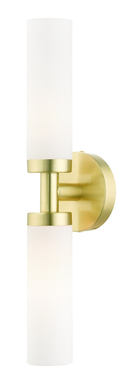 Livex Lighting Aero Collection  2 Light Satin Brass ADA Vanity Sconce in Satin Brass 10104-12