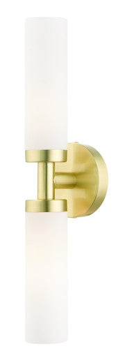 Livex Lighting Aero Collection  2 Light Satin Brass ADA Vanity Sconce in Satin Brass 10104-12