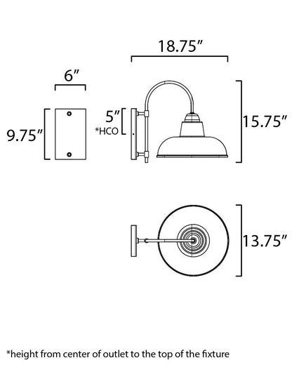 Maxim Industrial 1-Light Outdoor Wall Sconce in White / Black 10118WTBK