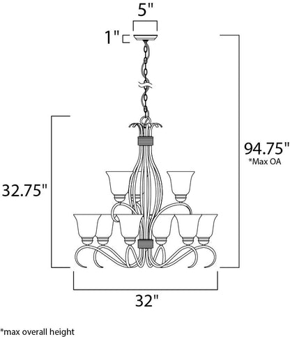 Maxim Basix 9-Light Chandelier in Oil Rubbed Bronze 10128ICOI