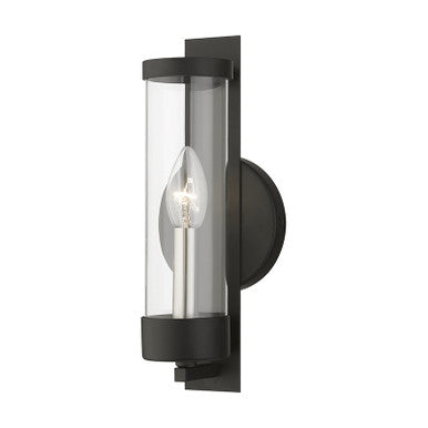 Livex Lighting Castleton Collection  1 Light Black with Brushed Nickel Candle ADA Single Sconce in Black with Brushed Nickel Candle 10141-04