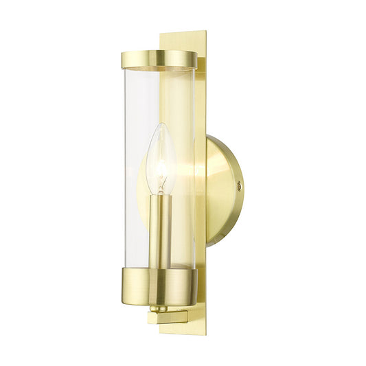 Livex Lighting Castleton Collection  1 Light Satin Brass ADA Single Sconce in Satin Brass 10141-12