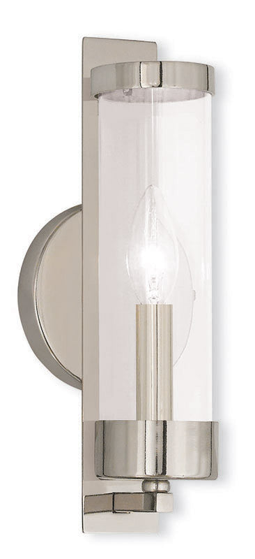 Livex Lighting Castleton Collection 1 Light Polished Nickel Wall Sconce in Polished Nickel 10141-35