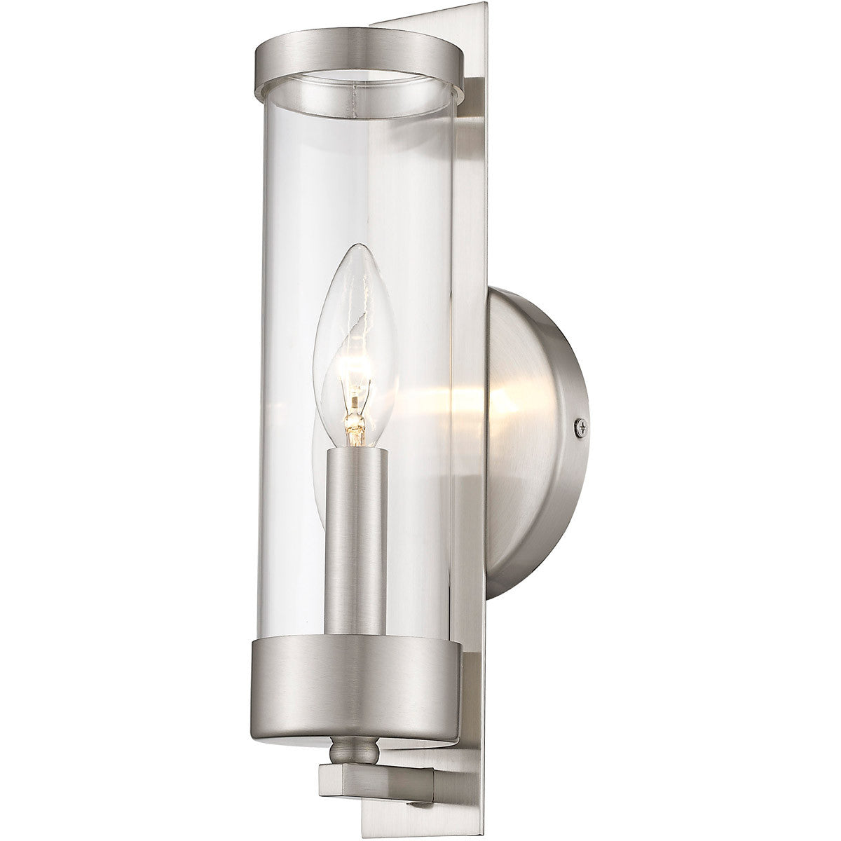 Livex Lighting Castleton Collection 1 Light Brushed Nickel Wall Sconce in Brushed Nickel 10141-91