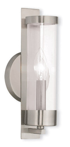 Livex Lighting Castleton Collection 1 Light Brushed Nickel Wall Sconce in Brushed Nickel 10141-91