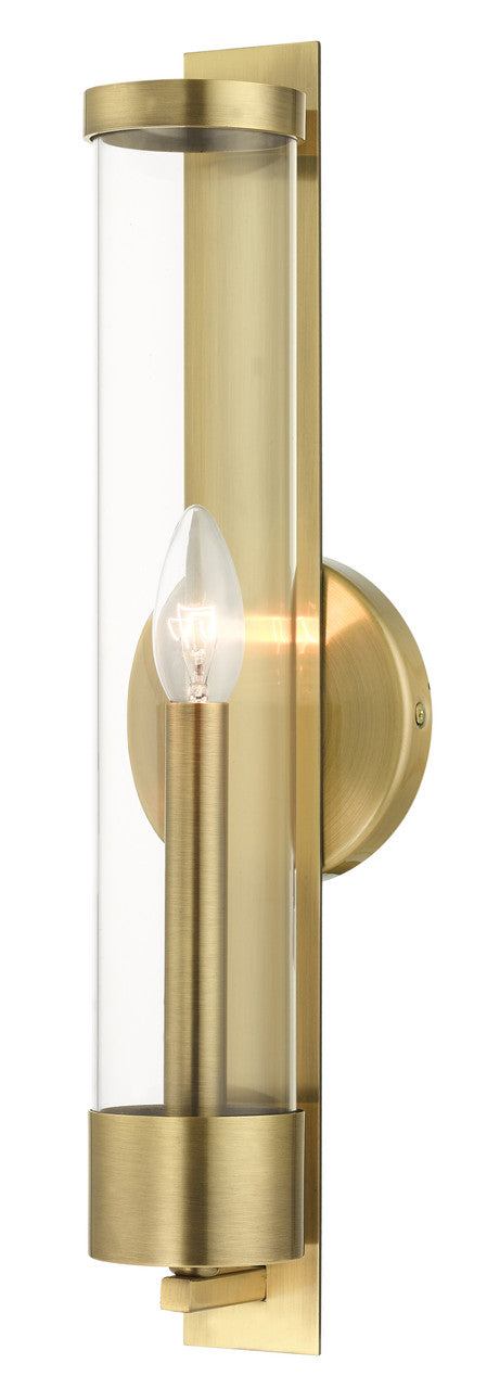 Livex Lighting Castleton Collection  1 Light Antique Brass ADA Single Sconce in Antique Brass 10142-01