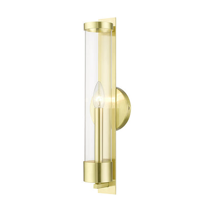 Livex Lighting Castleton Collection  1 Light Satin Brass Tall ADA Single Sconce in Satin Brass 10142-12