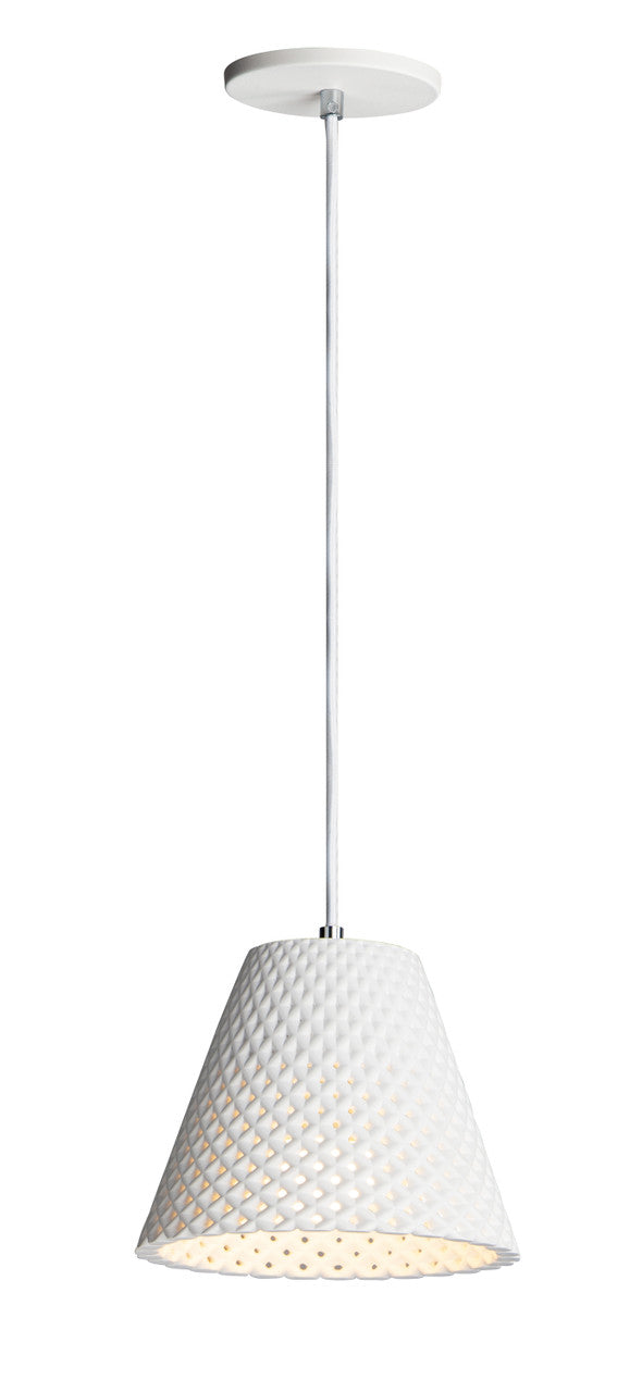 Maxim Woven 1-Light Plaster Pendant in White 10144WT