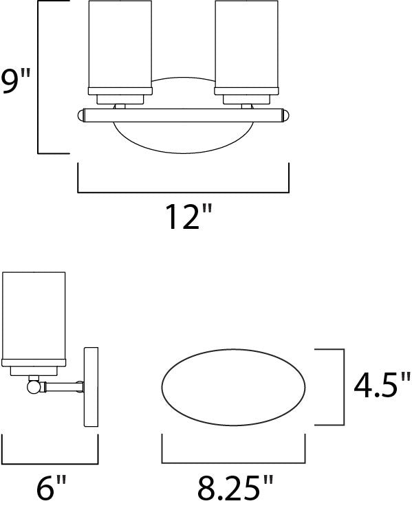 Maxim Corona 2-Light Bath Vanity in Black 10212FTBK