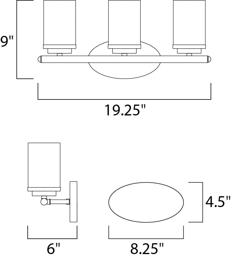 Maxim Corona 3-Light Bath Vanity in Polished Chrome 10213FTPC