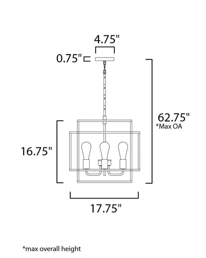 Maxim Liner 4-Light Pendant in Black / Satin Brass 10247BKSBR